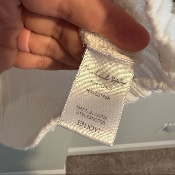 Revolve Michael Stars White Cotton V Neck Sweater Medium - Picture 9 of 10